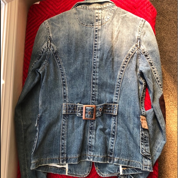 Vintage Distressed Denim Jacket with Elbow Patches - Picture 6 of 6
